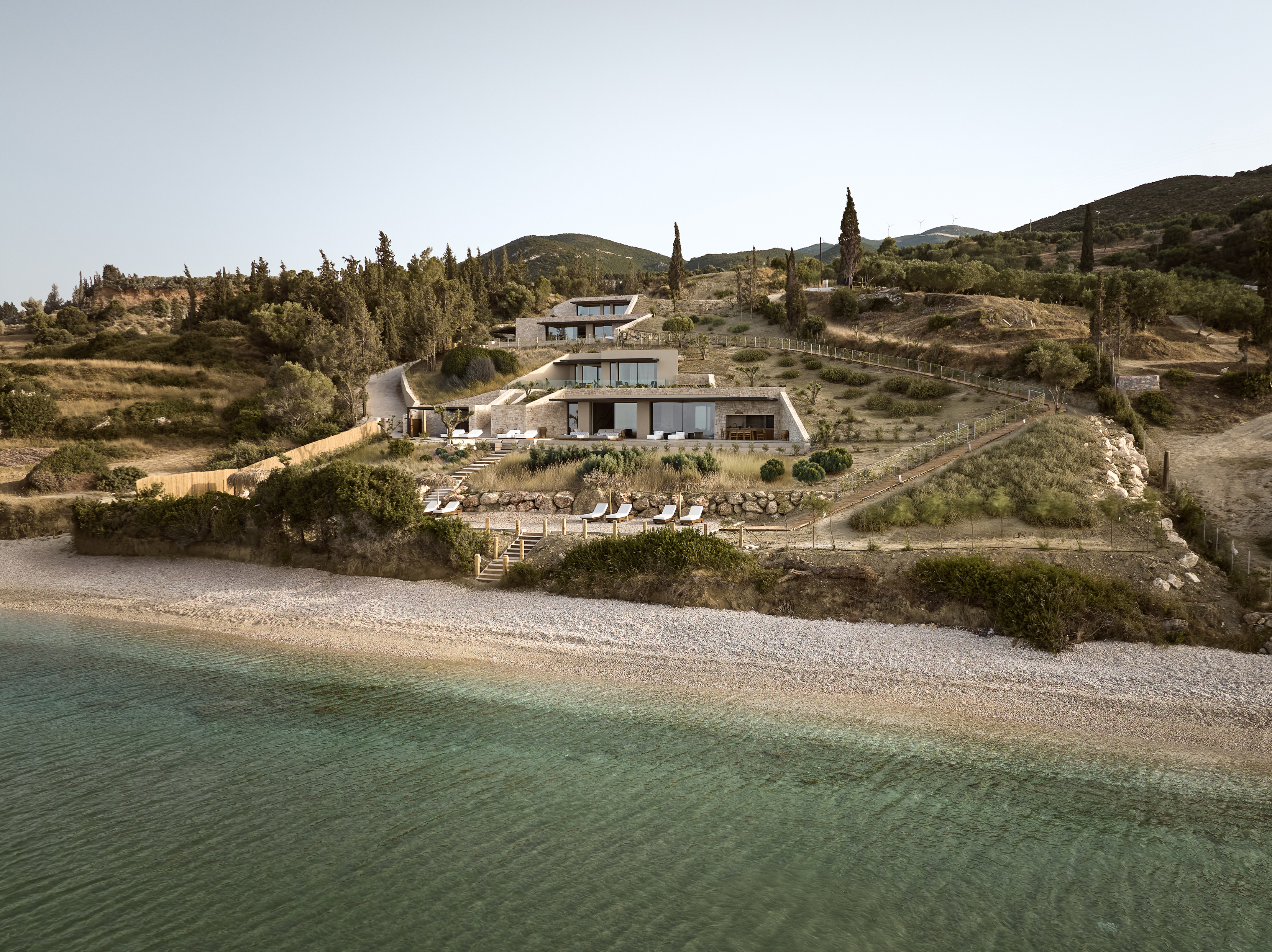 The villa complex has access to a "public beach"