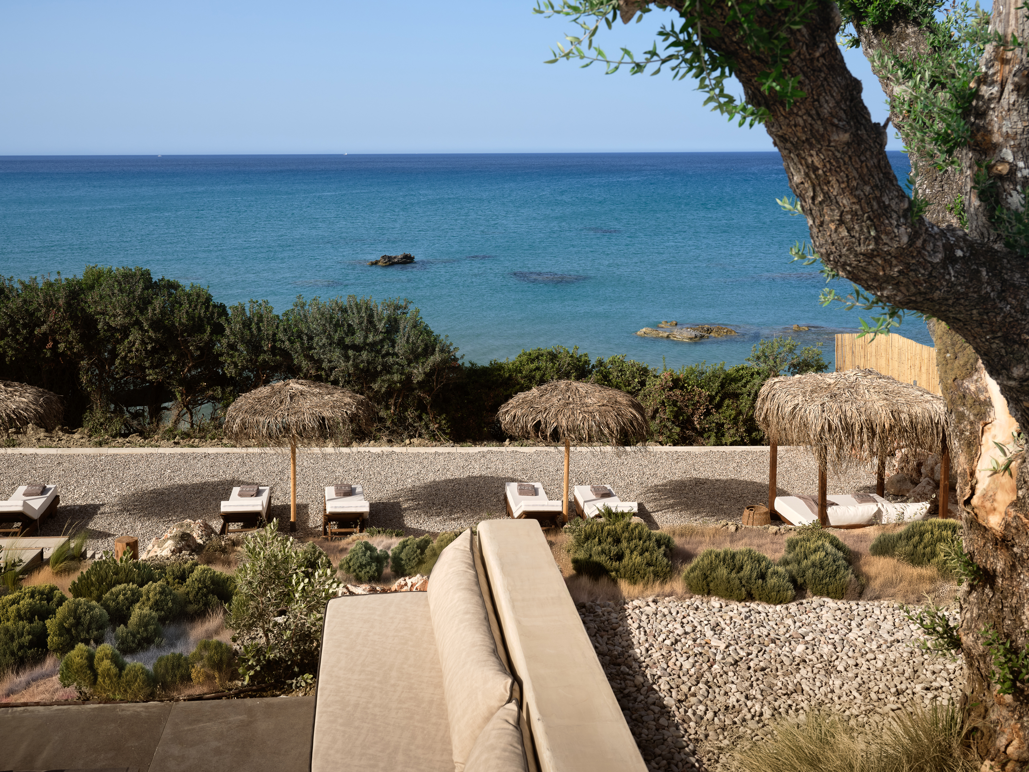 The iconic beach - sunbathing area is located in front of Villa, and is shared area for both villas to use.
