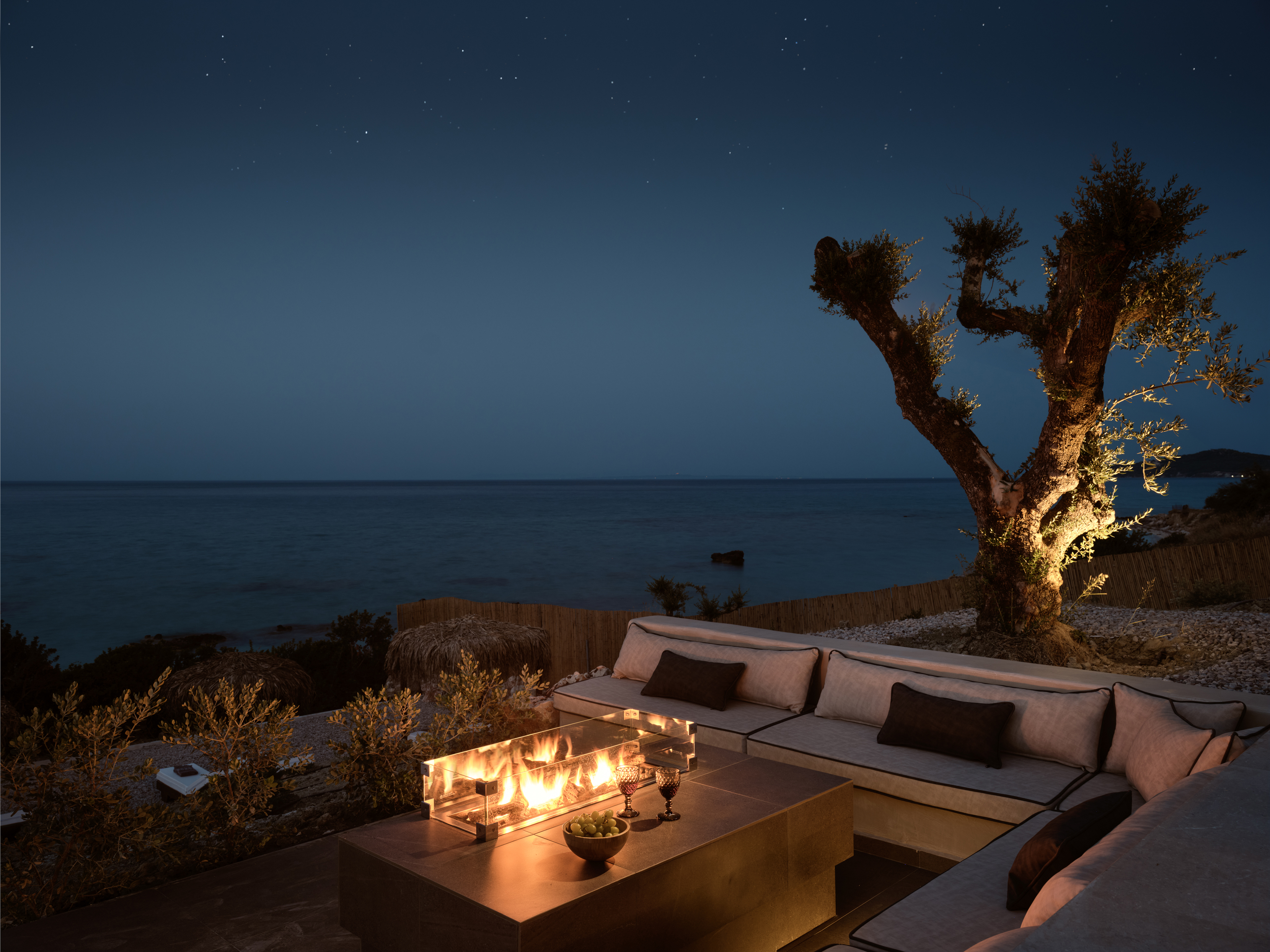 The fire pit lounge area will quickly become your favorite gathering spot